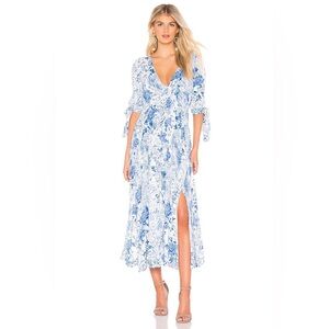 Free People Forever Always blue & white Midi Dress Size 2